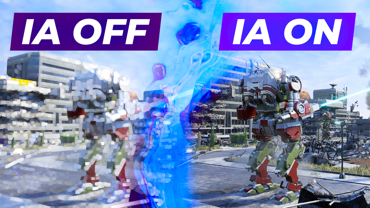 Comparaison visuelle IA OFF et IA ON dans un jeu vidéo
