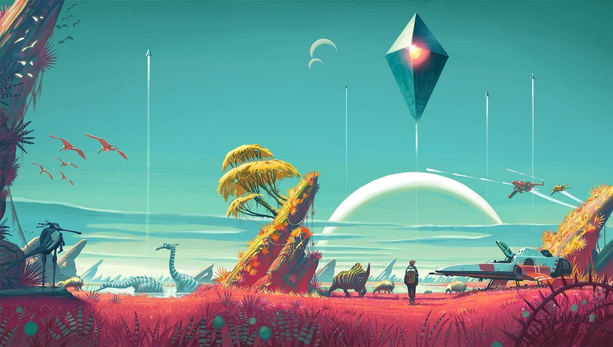 Paysage extraterrestre et vaisseau de No Man’s Sky