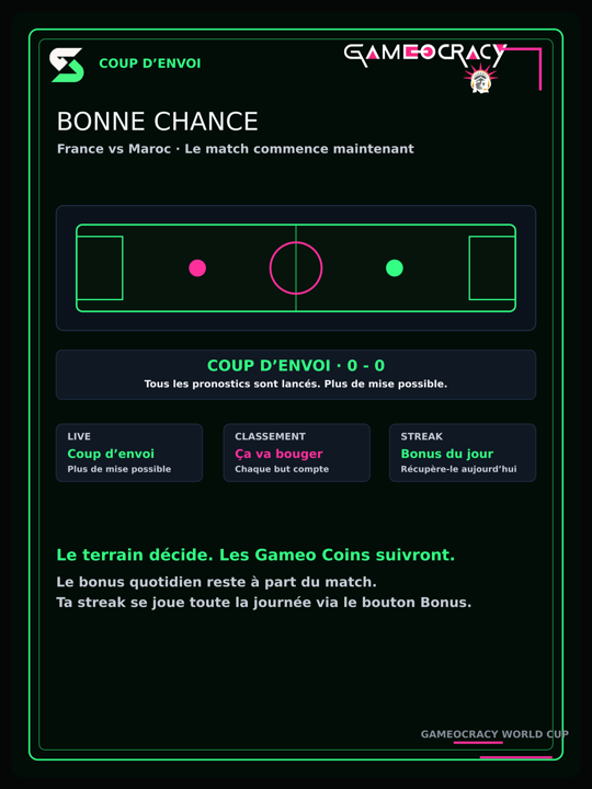 Annonce du coup d'envoi