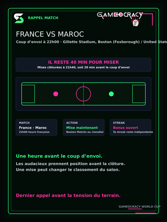 Rappel avant un match de Coupe du monde