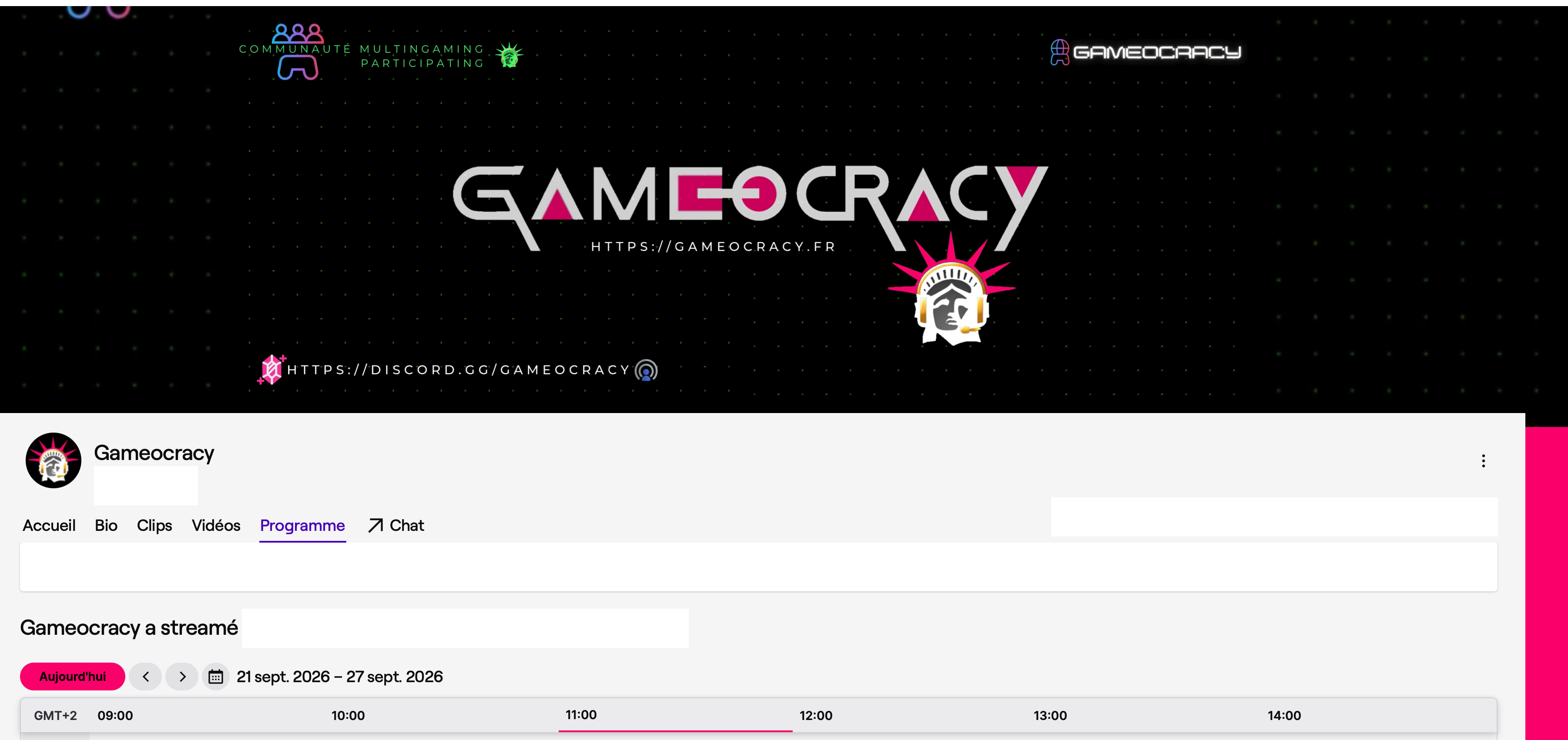 Page Twitch officielle de Gameocracy